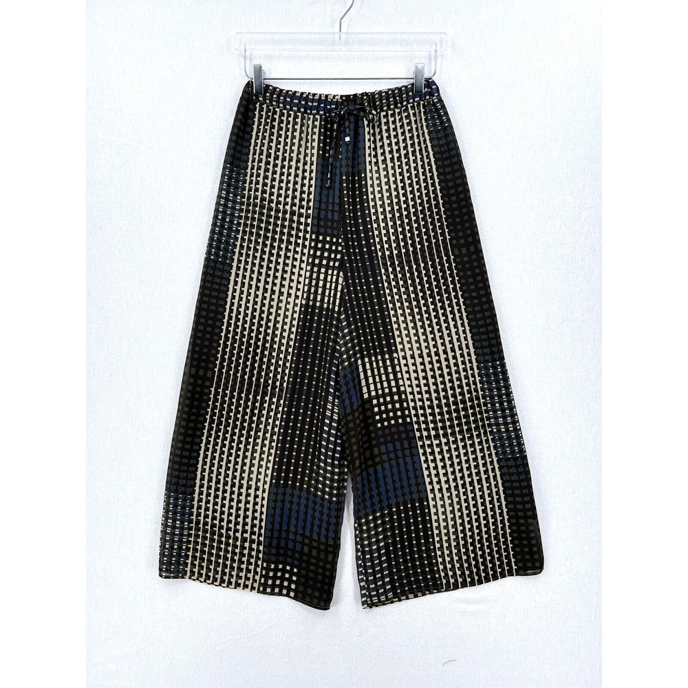 COSETTE Wide Leg Pants Womens Brown Cream  Geometric Print Lightweight